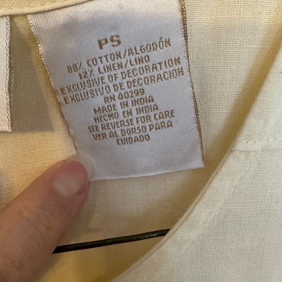 Vtg. Erika Dress Pastel Yellow Linen Embroidered Cottagecore Scoop Neck Size PS - Picture 7 of 11